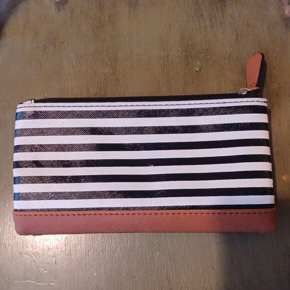 GUESS Handbag Satchel Black & White Striped with Wallet Beautiful Condition - Picture 14 of 16